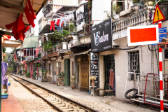 Train Street - beautiful famous place in Hanoi, Vietnam