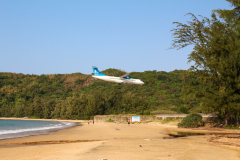 a plane at the beach