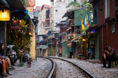 Train Street - beautiful famous place in Hanoi, Vietnam